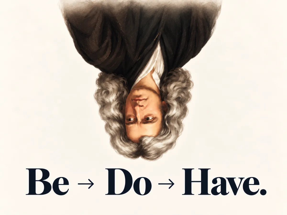 Be → Do → Have, with Newton upside down.